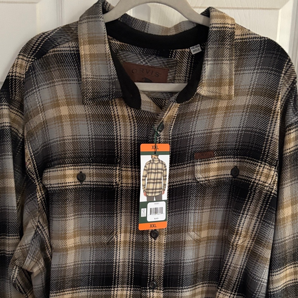 Orvis Black and Tan Plaid Shirt